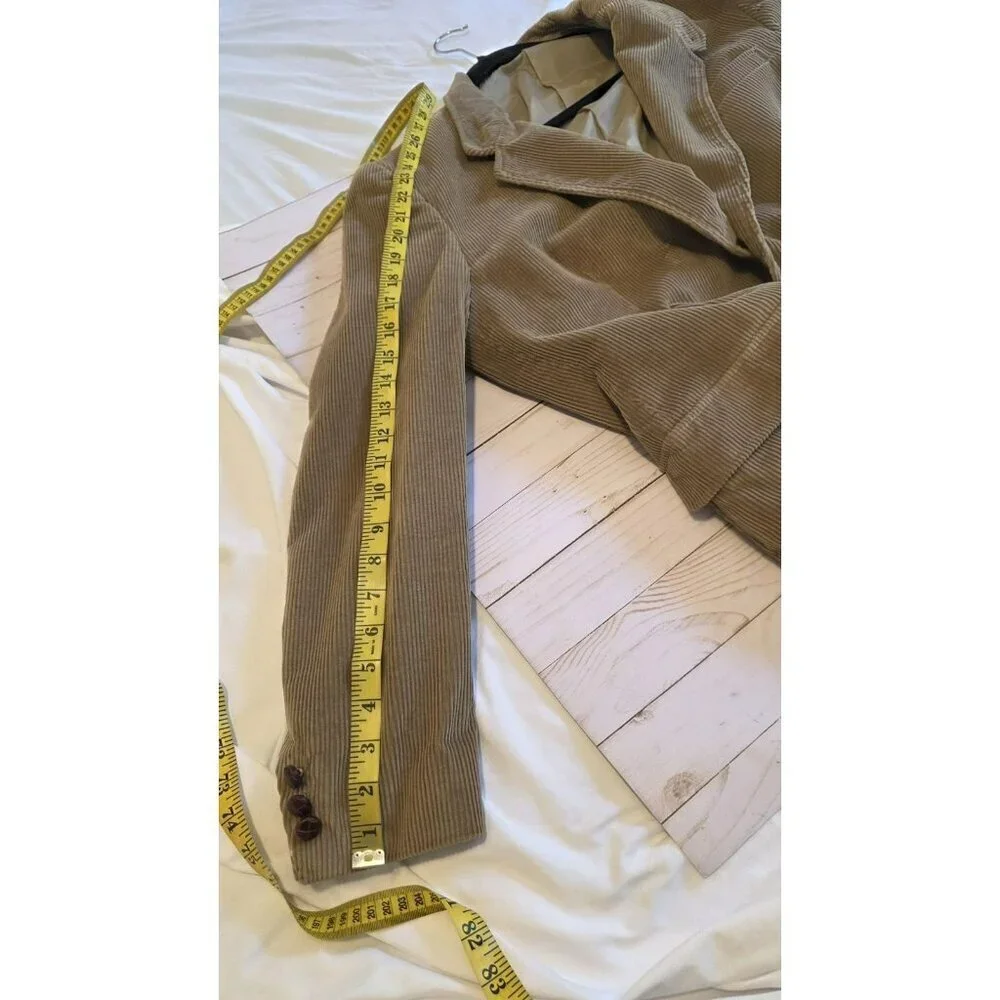 Vintage Jordache Blazer Mens Size 40L Brown Tan Corduroy Cotton 2 Button Pockets